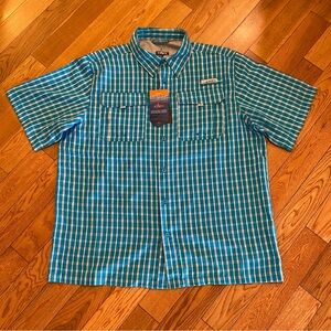 Habit Shirt Mens UPF40 Blue Plaid Fish Finder Vivid Vented Fishing NWT XL